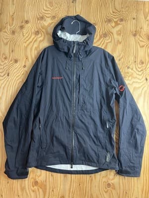 Mammut Rain Jacket Mens L Black Alto Light HS Hooded Dry Tech Windstopper READ - Image 1