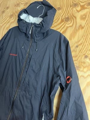 Mammut Rain Jacket Mens L Black Alto Light HS Hooded Dry Tech Windstopper READ - Thumbnail 3