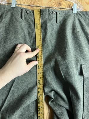 VTG Swedish WW2 Army Pants Wool 38x32 Military Green 1941 Sweden Cargo Leather - Thumbnail 13