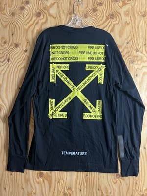 Off White Airport Caution Tape Shirt Mens M Black Operating SRL Virgil Abloh - Image 1
