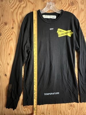 Off White Airport Caution Tape Shirt Mens M Black Operating SRL Virgil Abloh - Thumbnail 16