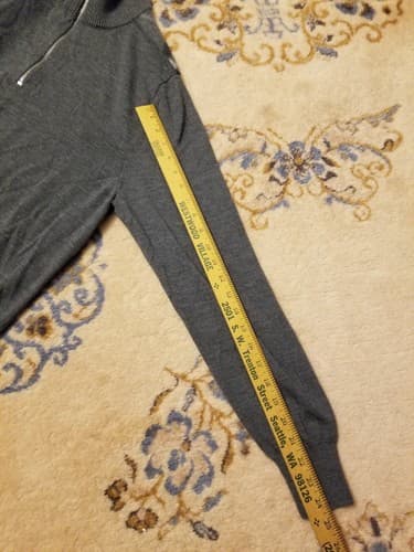Burberry Sweater Men XL Extra Fine Merino Wool 1/4 Zip Grey Nova Shoulder Patch - Thumbnail 9