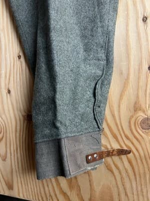 VTG Swedish WW2 Army Pants Wool 38x32 Military Green 1941 Sweden Cargo Leather - Thumbnail 4