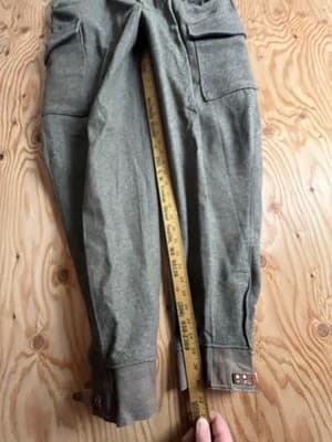 VTG Swedish WW2 Army Pants Wool 38x32 Military Green 1941 Sweden Cargo Leather - Thumbnail 10