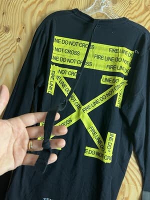 Off White Airport Caution Tape Shirt Mens M Black Operating SRL Virgil Abloh - Thumbnail 9