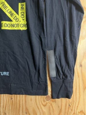 Off White Airport Caution Tape Shirt Mens M Black Operating SRL Virgil Abloh - Thumbnail 8