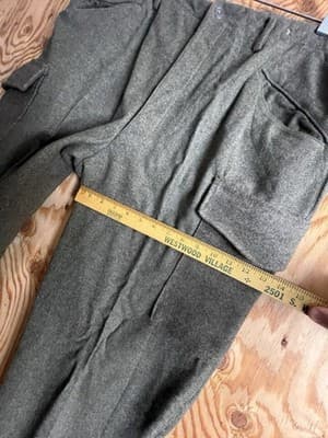 VTG Swedish WW2 Army Pants Wool 38x32 Military Green 1941 Sweden Cargo Leather - Thumbnail 12