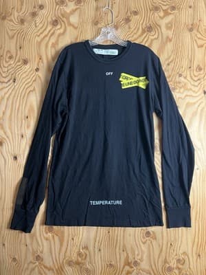 Off White Airport Caution Tape Shirt Mens M Black Operating SRL Virgil Abloh - Thumbnail 2