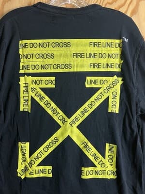 Off White Airport Caution Tape Shirt Mens M Black Operating SRL Virgil Abloh - Thumbnail 6