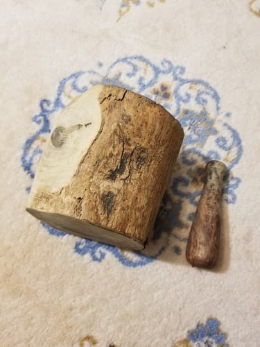 Olive Wood Mortar & Pestle Big 6" Raw Bark Handmade Large Wooden - Thumbnail 2