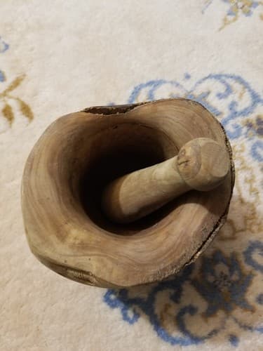 Olive Wood Mortar & Pestle Big 6" Raw Bark Handmade Large Wooden - Thumbnail 11