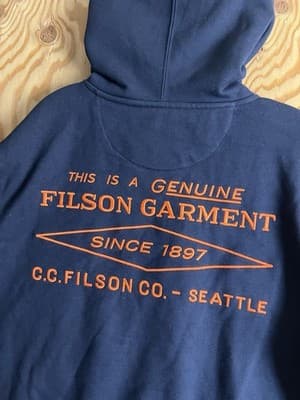 Filson Prospector Embroidered Diamond Logo Hoodie Mens S Navy Blue Sweatshirt - Thumbnail 2