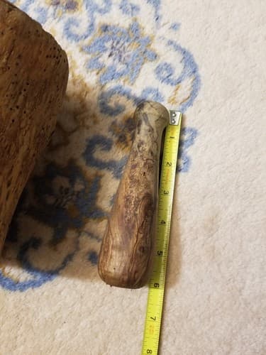 Olive Wood Mortar & Pestle Big 6" Raw Bark Handmade Large Wooden - Thumbnail 3