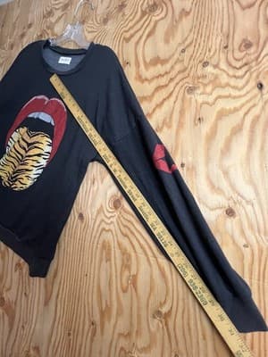 Lauren Moshi Tiger Tongue Distressed Sweatshirt Womens S Gray Black Long Sleeve - Thumbnail 10