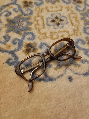 USS Vintage Eyeglasses Frames Brown Plastic Nerd Dork 50 22 4.5 to 5.75 Army - Image 1