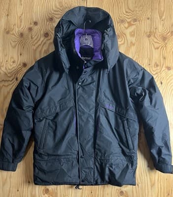 VTG Marmot 700 Goose Down Puffer Goretex Ski Jacket Hoody Mens L Black Coat - Image 1