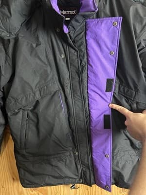 VTG Marmot 700 Goose Down Puffer Goretex Ski Jacket Hoody Mens L Black Coat - Thumbnail 12