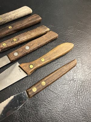 6 VTG Japanese Knife Set Steak Knives Stainless Steel w/Wooden Handles - Thumbnail 11