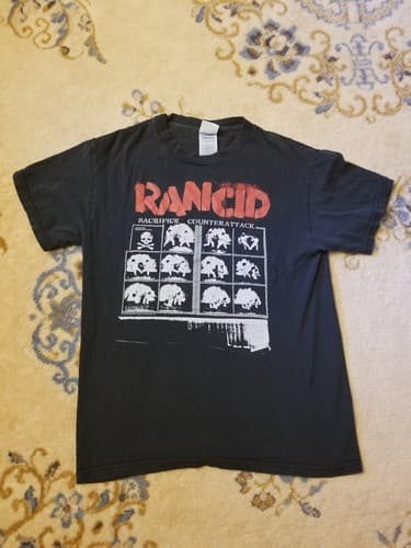 Vtg Rancid T-Shirt Mens S Black Sacrifice Counterattack 2004 Band Tee Fighting - Image 1