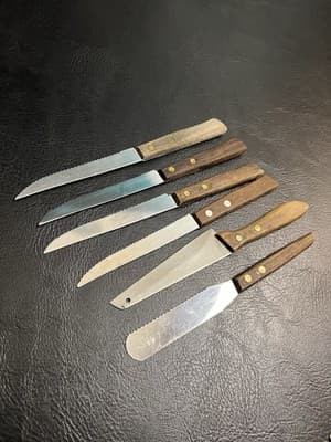 6 VTG Japanese Knife Set Steak Knives Stainless Steel w/Wooden Handles - Thumbnail 8
