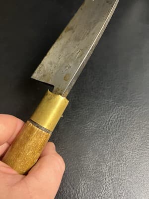 Vtg Japanese Chef's Butcher Kitchen Knife RARE SIGN Japan Black Hardened Blade - Thumbnail 15