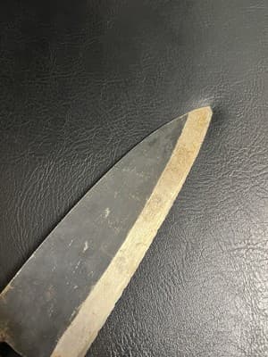 Vtg Japanese Chef's Butcher Kitchen Knife RARE SIGN Japan Black Hardened Blade - Thumbnail 12