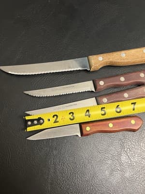 4 TRAMONTINA Knives High Carbon Serrated SS Wood Handles Brazil Mixed Set Lot - Thumbnail 11