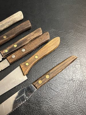 6 VTG Japanese Knife Set Steak Knives Stainless Steel w/Wooden Handles - Thumbnail 5