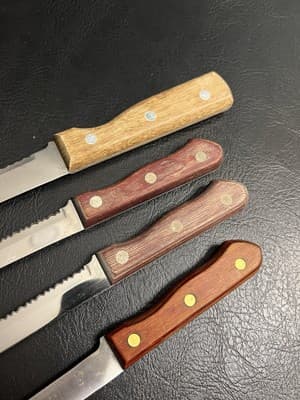 4 TRAMONTINA Knives High Carbon Serrated SS Wood Handles Brazil Mixed Set Lot - Thumbnail 10