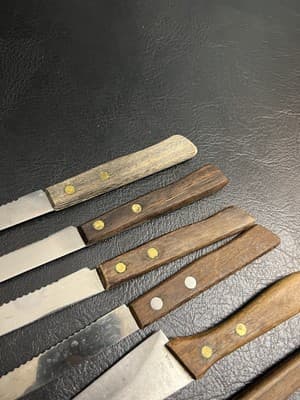 6 VTG Japanese Knife Set Steak Knives Stainless Steel w/Wooden Handles - Thumbnail 12