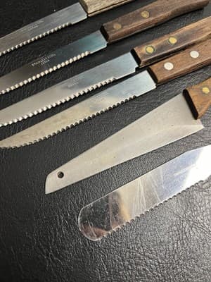 6 VTG Japanese Knife Set Steak Knives Stainless Steel w/Wooden Handles - Thumbnail 7