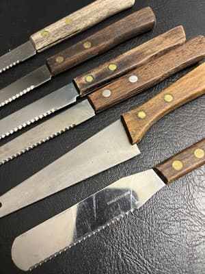 6 VTG Japanese Knife Set Steak Knives Stainless Steel w/Wooden Handles - Thumbnail 6