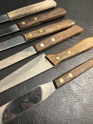 6 VTG Japanese Knife Set Steak Knives Stainless Steel w/Wooden Handles - Thumbnail 10
