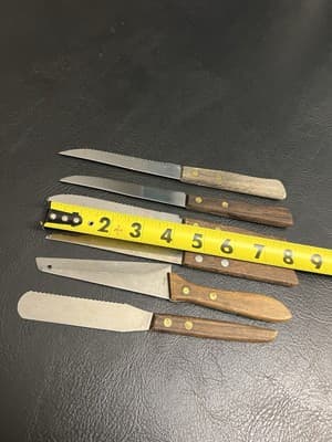 6 VTG Japanese Knife Set Steak Knives Stainless Steel w/Wooden Handles - Thumbnail 15