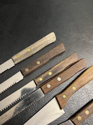 6 VTG Japanese Knife Set Steak Knives Stainless Steel w/Wooden Handles - Thumbnail 4