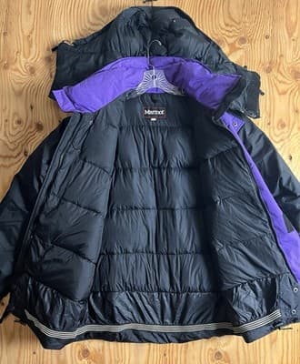 VTG Marmot 700 Goose Down Puffer Goretex Ski Jacket Hoody Mens L Black Coat - Thumbnail 2