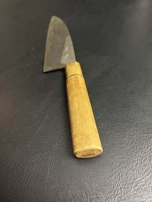 Vtg Japanese Chef's Butcher Kitchen Knife RARE SIGN Japan Black Hardened Blade - Thumbnail 9