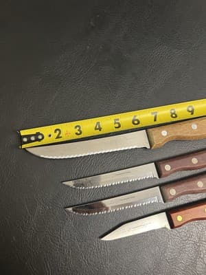 4 TRAMONTINA Knives High Carbon Serrated SS Wood Handles Brazil Mixed Set Lot - Thumbnail 12