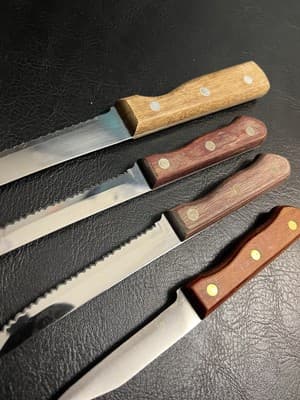 4 TRAMONTINA Knives High Carbon Serrated SS Wood Handles Brazil Mixed Set Lot - Thumbnail 9