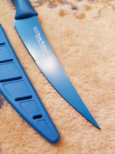 KAI Pure Komachi 2 Blue 10" Utility Chef Knife High Carbon Stainless - Thumbnail 6