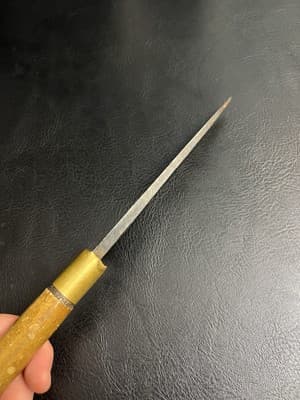 Vtg Japanese Chef's Butcher Kitchen Knife RARE SIGN Japan Black Hardened Blade - Thumbnail 13