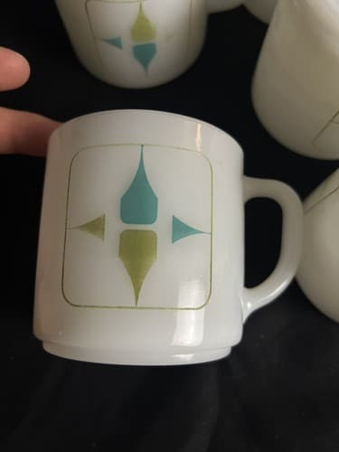 10 Rare Vtg Federal Glass Milk Star Square Diamond Era mugs Bundle Set Lot USA - Thumbnail 11
