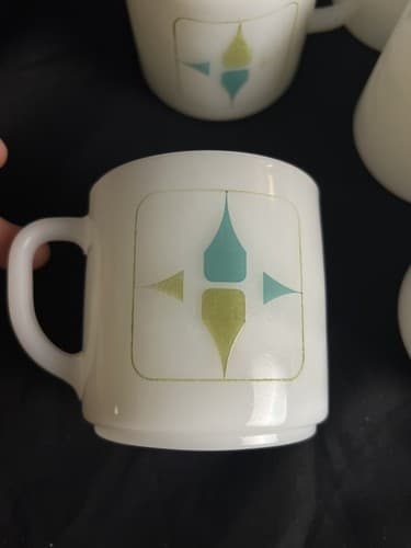 10 Rare Vtg Federal Glass Milk Star Square Diamond Era mugs Bundle Set Lot USA - Thumbnail 10