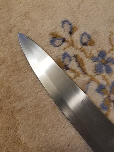 Vintage SANTA FE Chef Knife No Stain Steel IC Japan Cutlery Wood Handle 9" Blade - Thumbnail 4
