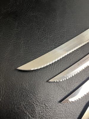 4 TRAMONTINA Knives High Carbon Serrated SS Wood Handles Brazil Mixed Set Lot - Thumbnail 4