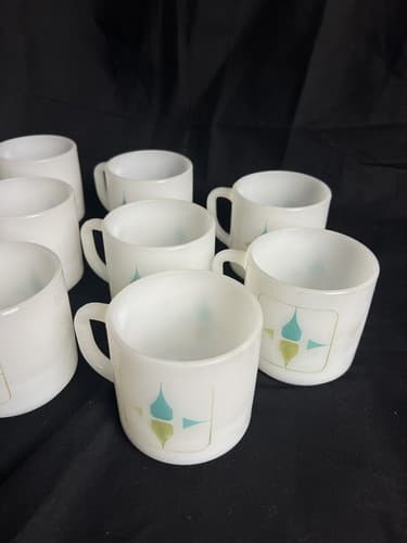10 Rare Vtg Federal Glass Milk Star Square Diamond Era mugs Bundle Set Lot USA - Thumbnail 6