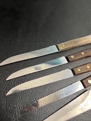 6 VTG Japanese Knife Set Steak Knives Stainless Steel w/Wooden Handles - Thumbnail 13