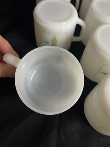 10 Rare Vtg Federal Glass Milk Star Square Diamond Era mugs Bundle Set Lot USA - Thumbnail 9