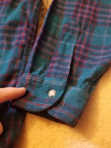 VINTAGE Pendleton Flannel Shirt Mens XL Green Red Plaid Button Wool 80s USA - Thumbnail 4