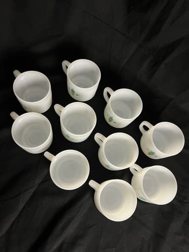 10 Rare Vtg Federal Glass Milk Star Square Diamond Era mugs Bundle Set Lot USA - Thumbnail 3